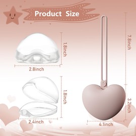 4pcs Pacifier Holder Case Set, 2pcs Silicone Portable Pacifier Pouch and 2pcs Transparent Pacifier Storage Container, Cute Heart Shape Pacifier Storage Case for Newborn Baby（Pink+Khaki）