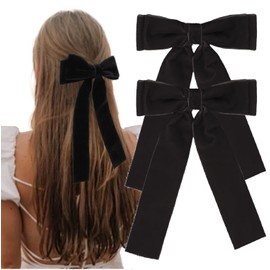Tobeffect Hair Clip - Hair Bows for Women Girls Velvet Hair Ribbon Black Bow Hair Clips Vintage Hair Accessories for Women - 2 Count