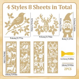 WANDIC 8 Sheets Christmas Rub on Transfer Stickers Santa Claus Decals Snowman Stickers Waterproof Decals Furniture Stickers Home Decoration Decals for DIY,10 * 30cm