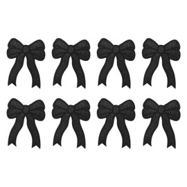 YELARXI Glitter Bow Iron on Patches Sequin Sew on Bows Embroidered Applique Fit for Jeans Jackets Women Clothes Hats Backpacks (8 Pack, Black)