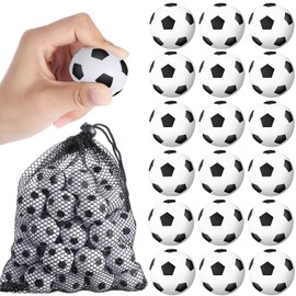 40 Pieces Mini Soccer Balls Sports Stress Balls Football Stress Ball Relaxation Gadgets Fidget Stress Balls Bulk Soccer Theme Party Favors with Drawstring Mesh Bag, 1.2 Inch
