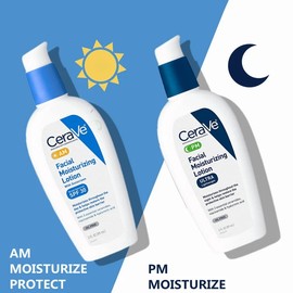 CeraVe AM Face Moisturizer with SPF 30 and CeraVe PM Face Moisturizer 89ml , CeraVe Day & Night Face Lotion Skin Care Set