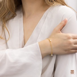 Amberta Women's 925 Sterling Silver Freshwater Pearl Bracelet, Sterling Silver, Pearl