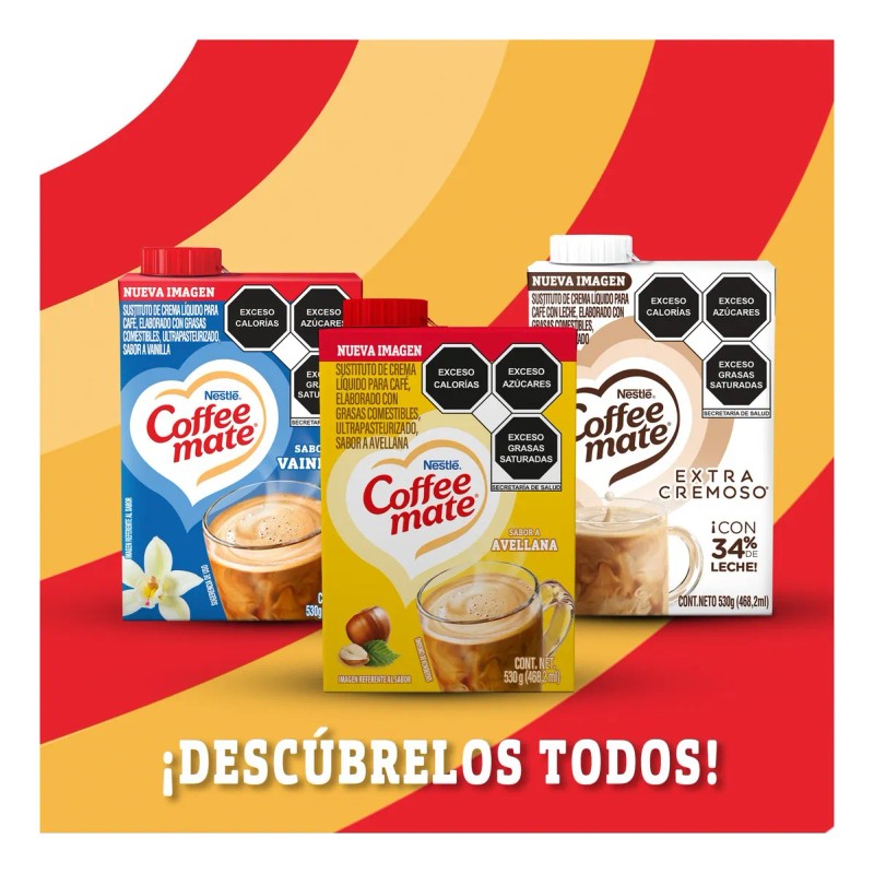 Coffee Mate Líquido Sabor Vainilla Sustituto Crema Café 530g