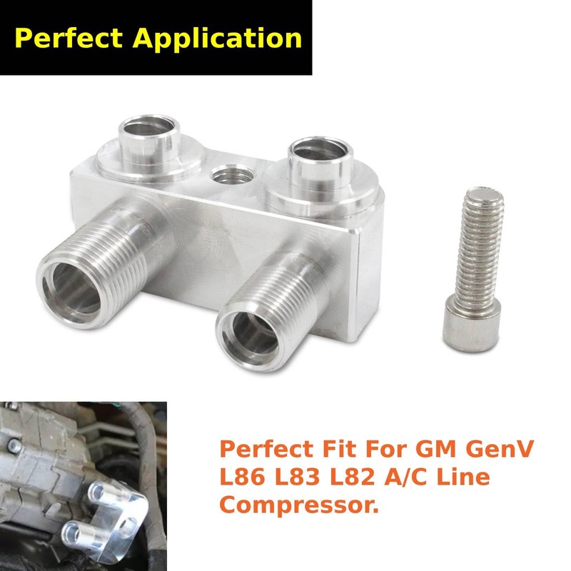 Billet Aluminum Engine Conversion A/C Line Compressor Hose Adapter Fitting