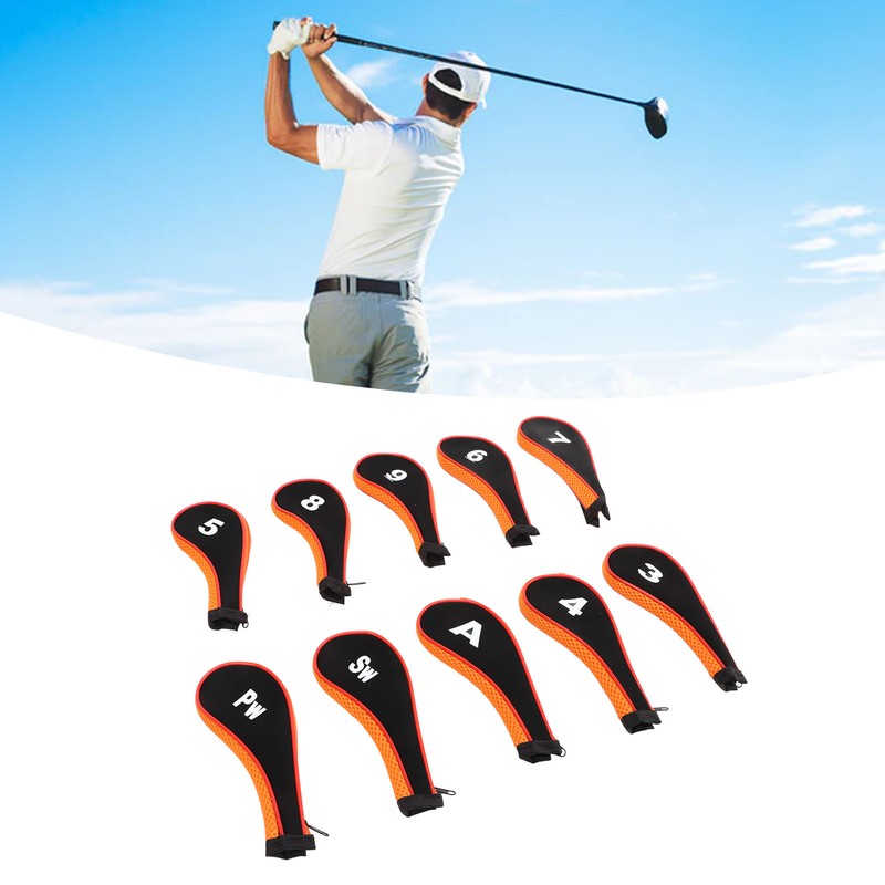 10 Pcs Golf Iron Head Cover Set with Zipper Golf