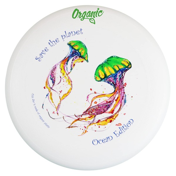 Eurodisc Ultimate Frisbee Disc Disque de compétition en plastique bio 175 g - Trajectoire stable de plus de 100 m - Motif photo Save The Planet Jellyfish - Édition océan