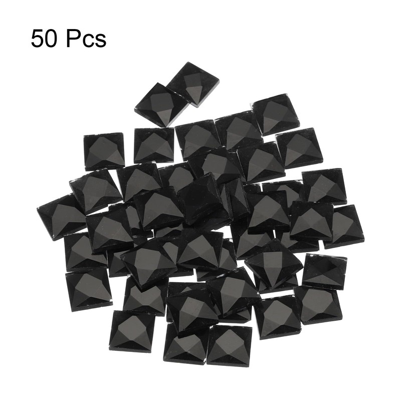 sourcing map 50 Pcs Acrylic Flat Back Rhinestones 12mm Square