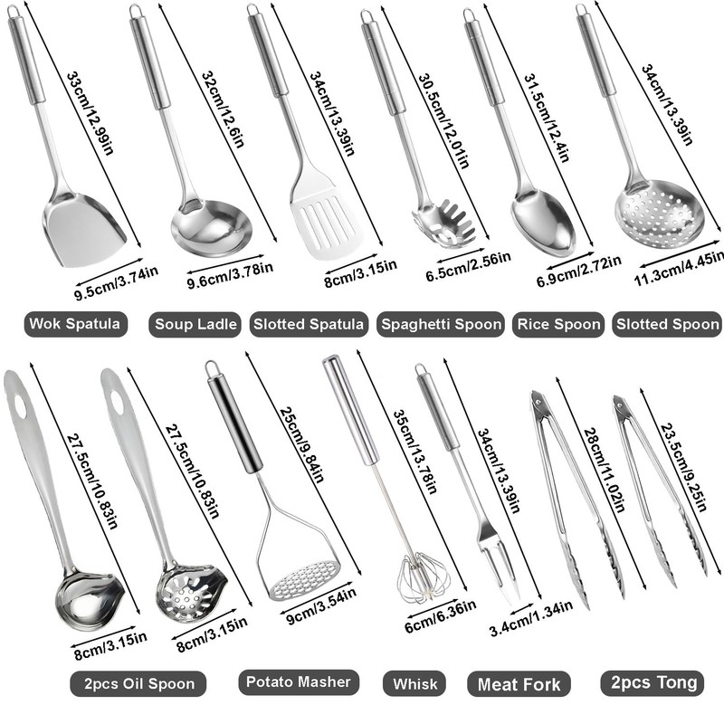 Ragyzity 304 Stainless Steel Kitchen Utensil Set, 13PCS Cooking Nonstick
