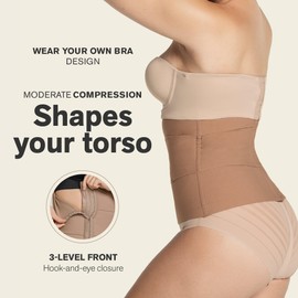 Leonisa Seamless Colombian Compression Waist Cincher - Slimmer Trainer Girdles For Women Brown