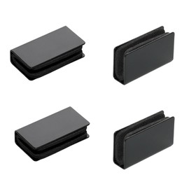 JAKOUE 4 Pcs Black 1.57"×0.83"×0.39" Square Glass Clip Clamp Holder,Non Magnetic Latch Clamp,Rectangular Metal Glass Door Clamps,for 6mm Thick Glass Door