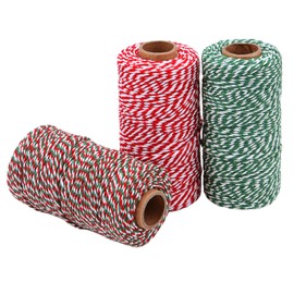 Sunmns 3 Roll Christmas Twine Cotton String Rope Cord for Gift Wrapping, Arts Crafts, 984 Feet (Multicolor A)