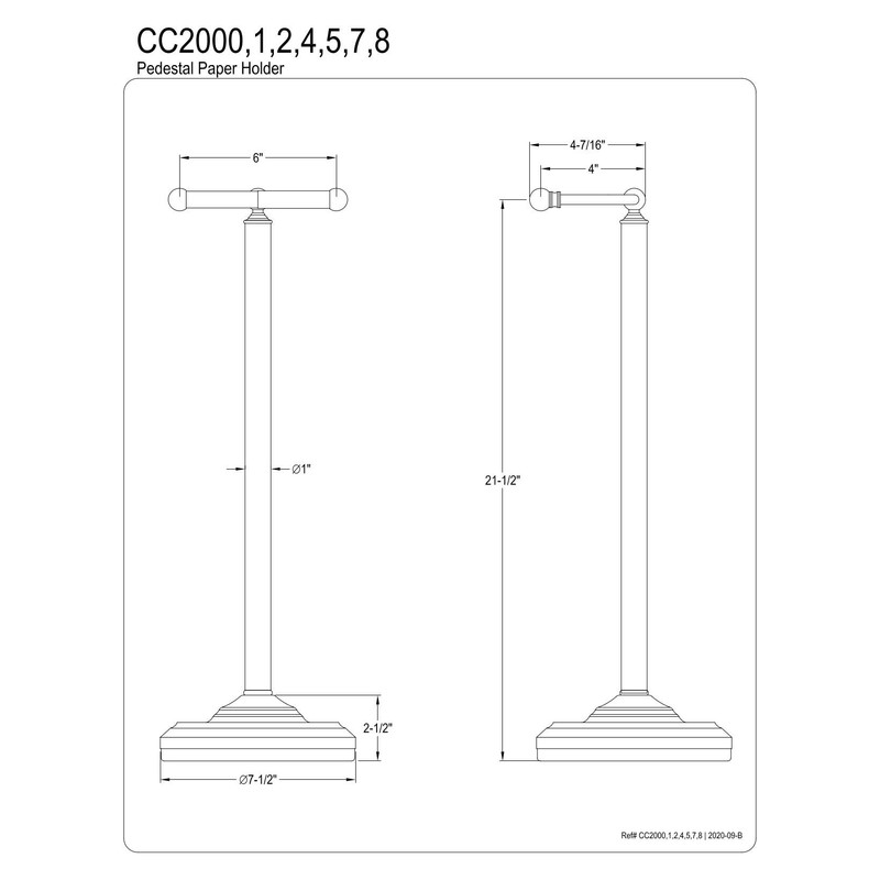 Kingston Brass CC2007 Vintage Freestanding Toilet Paper Holder, Brushed Brass