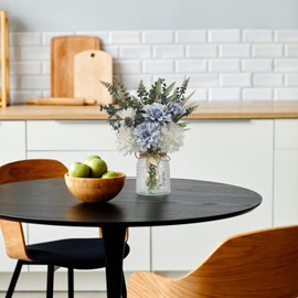 Leftover Fake Flowers with Vase,Silk Dahlia Flowers with Vase,Artificial Flowers in Vase,Centerpiece Table Decorations,Flower Centerpieces for Tables,Kitchen Table Decor,Coffee Table Decor