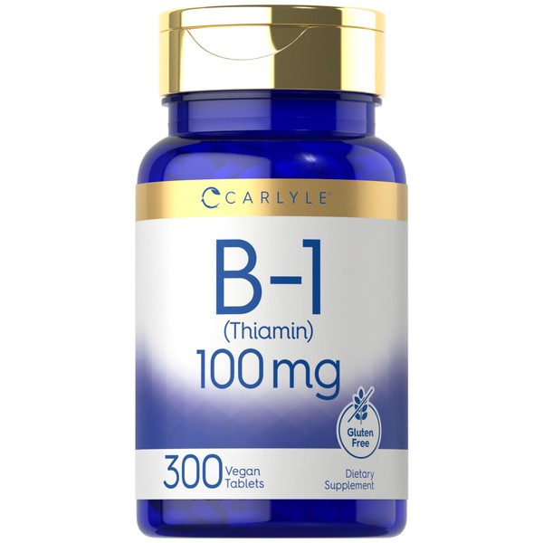 Carlyle Vitamin B-1 | 100mg | 300 Tablets | Non-GMO and Gluten Free Thiamin Supplement