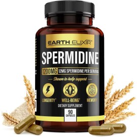 Earth Elixir Spermidine Supplements 1200mg (90 Capsules) – Anti Aging - 3rd Party Tested...