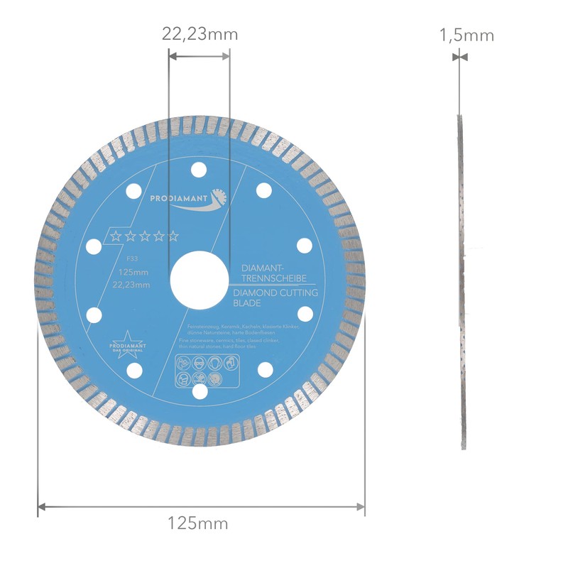 PRODIAMANT F33 Professional Diamond Tile Disc Diameter 125 mm x