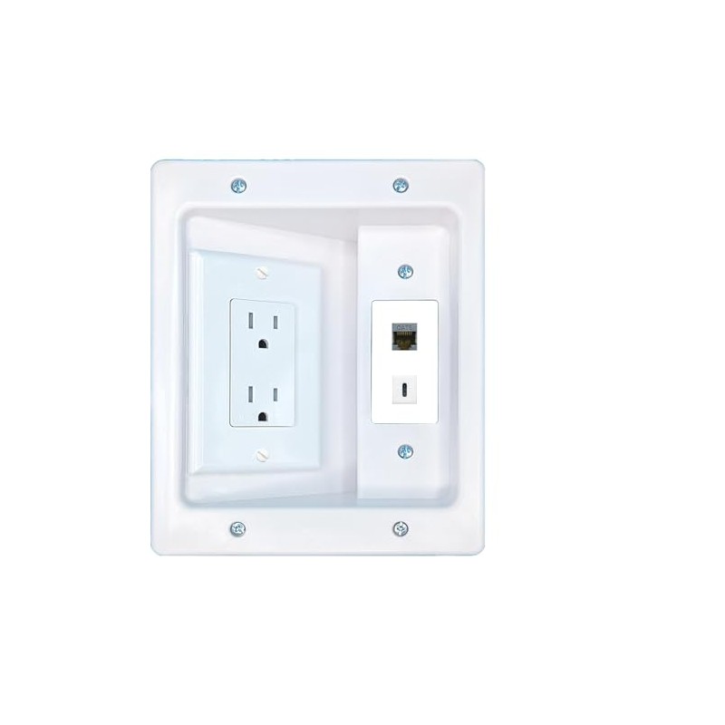 RiteAV CAT6-SHIELDED USBC Recessed Wall Plate Cable Concealer Management Kit
