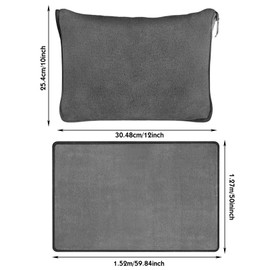 WANDGU 127 x 152 cm Travel Blanket, 2 in 1: Grey Aeroplane Blanket with Soft Pillow Case, Soft & Warm Blanket Aeroplane, Travel Pillow & Travel Blanket 2 in 1, Portable Transformation Pillow for