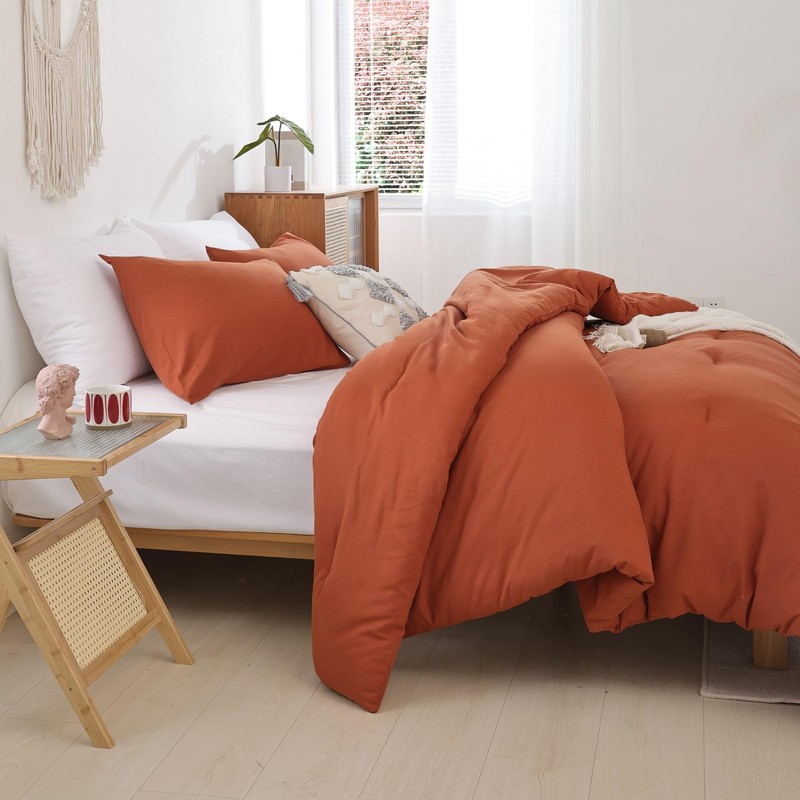 ROSGONIA Oversized King Comforter Burnt Orange, 3pcs (1 Terracotta Comforter