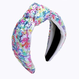 Sinalty Sequin Knotted Headbands Wide Colour Hairband Glitter Fashion Hair Accessories for Women and Girls