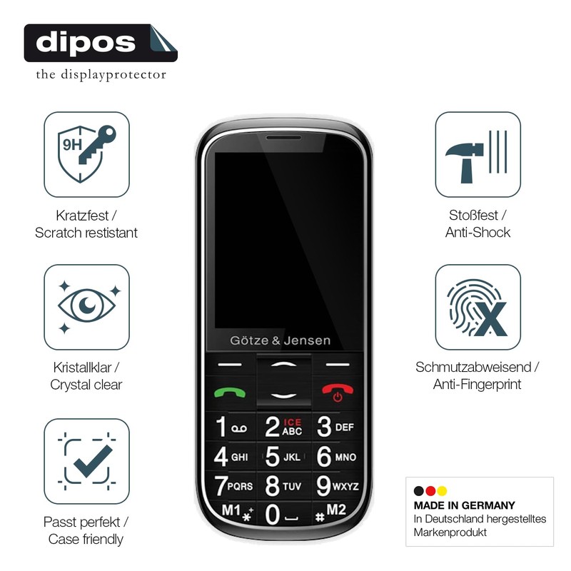 dipos I 2x Displayschutz 9H klar kompatibel mit Gotze Jensen