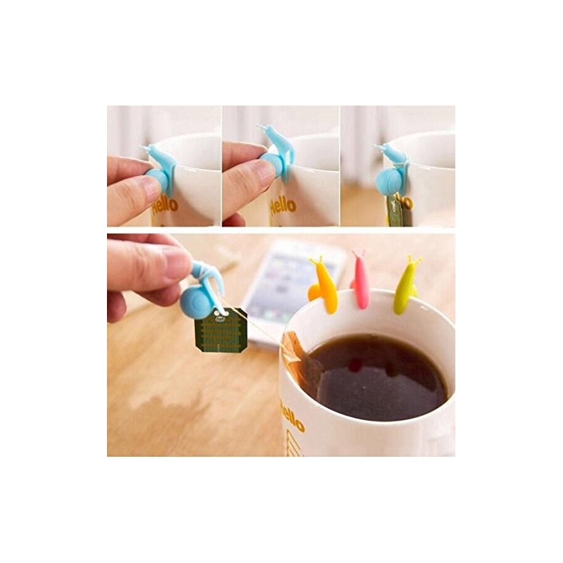 Drhob 6 pcs Exquisite Snail Shape Silicone Tea Bag Holder