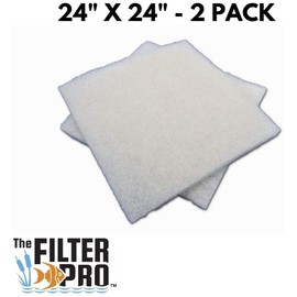 The Filter Pro Beige Coarse Filter Media, 2" Thick, 24" x 24" Pads, 2 Pack, Perfect for Aquariums, Ponds or Water Gardens, Made in USA