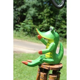 Salty Pelican Funny Gator Windchime, Handpainted Bamboo, Gator George - G-29