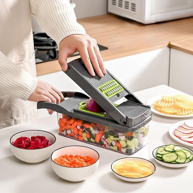 Fleymu Manual Vegetable Cutter (16 Pieces), Multifunctional Mandolin, Vegetable Slicer