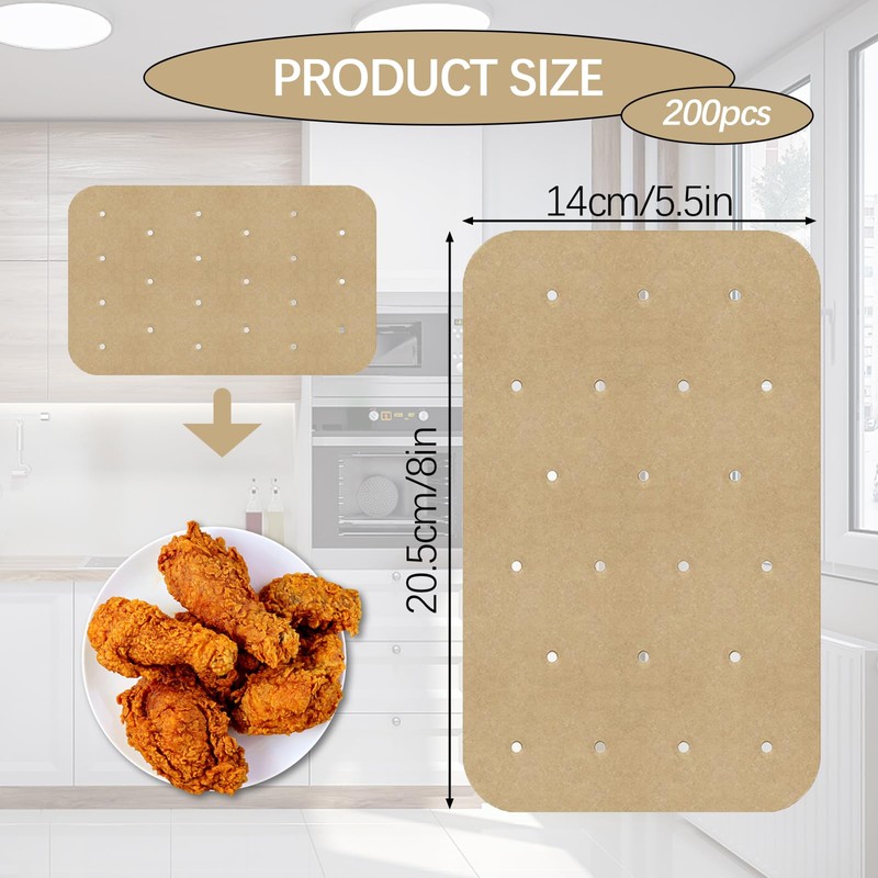 200pcs Non Stick Baking Paper, Sheets for Cooking Airflow Perforated