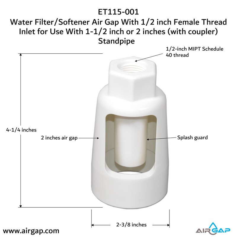 Water Filter/Softener Air Gap With 1/2-inch Female Thread Inlet for