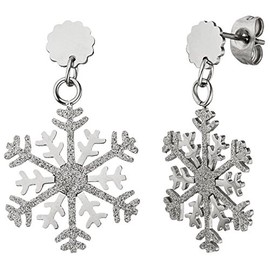 Jobo Women's Snowflake Earrings Stainless Steel with Glitter Effect Earrings Stud Earrings, Stainless Steel