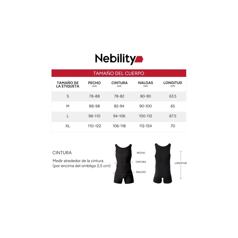 Nebility Body Moldeador Faja Completa Compresión Para Hombre