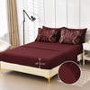 WONGS BEDDING Burgundy Comforter Set King Size, Maroon Damask Texture