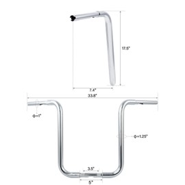 TCMT 18" Rise 1-1/4" Ape HangerBar Handlebar Fits For Harley Sportster XL 883 1200 Softail Slim Heritage Fat Boy Deluxe Deuce Dyna Super Glide Wide Glide Low Rider Fat Bob Custom Application
