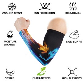 ZZKKO Dragon Fire Water Cooling Arm Sleeves Cover Uv Sun Protection for Men Women Running Golf Cycling Arm Warmer Sleeves 1 Pair