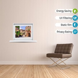 Windowpix 24x18 Inch Decorative Static Cling Window Film Quaint Italian Hill Town Printed on Clear for Window Glass Panels. UV Protection, Energy Saving.