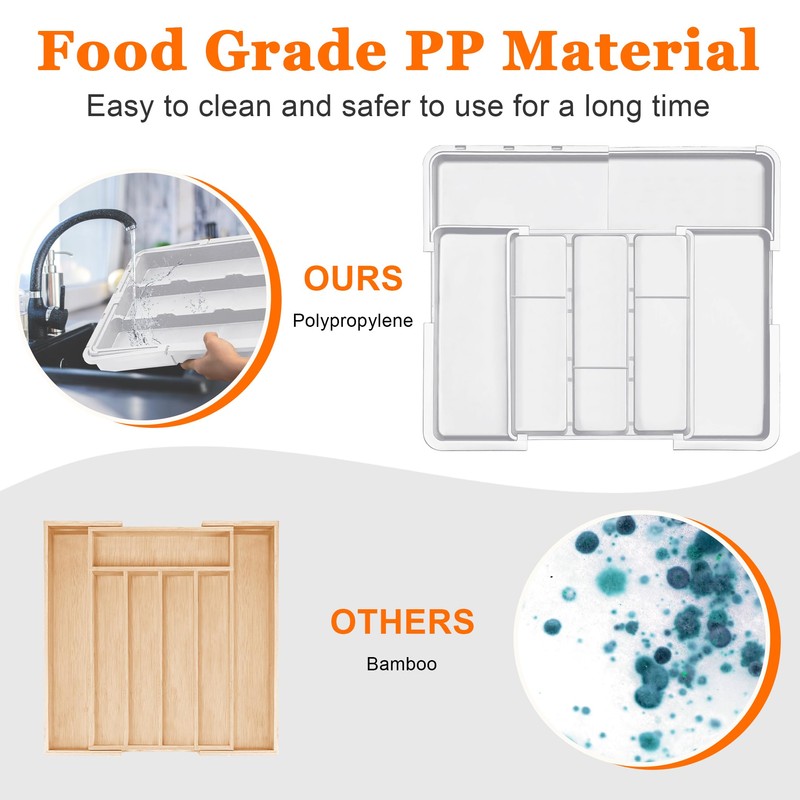 Spaclear Large Utensil Drawer Organizer Expandable Silverware Organizer for Kitchen