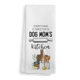 NOQL Dog Mom's Kitchen Towels and Dishcloths, Dog Mom Gifts for Women, Dog Kitchen Towels, for Dog Mom, Dog Mom Drying Cloth Hand Towels Tea Towels for Bathroom Kitchen, 16×24 Inches