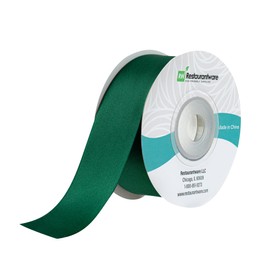 Restaurantware-Gift Tek 10 Yards x 1 Inch Satin Ribbon, 1 Single Faced Fabric Ribbon - Wide, Vibrant, Forest Green Polyester Ribbons, Solid Colored, For Gift Wrapping, Crafts, Weddings, Parties