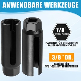 Oxygen Sensor Socket Lambda Sensor Key 22 mm Lambda Sensor Tool Set, Lambda Sensor Key 1/2 Inch Nut with Wide Side Cut-Out to Prevent Damage to Wires