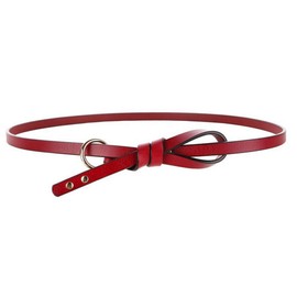Oyccen Women's Skinny Leather Knotted Waistband Decoration Thin Belt Dress, Red, One Size