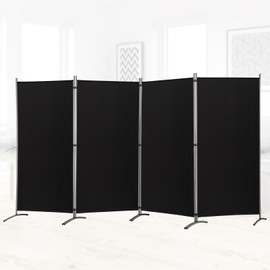 RANTILA 4 Panel Room Divider, 6 Ft Tall Folding Privacy Screen Room Dividers, Freestanding Room Partition Wall Dividers, 136''W x 20''D x 71''H, Black