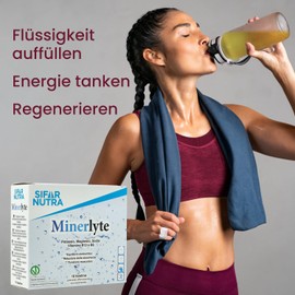 Sifar Nutra Minerlyte Electrolyte Preparation with Potassium, Magnesium, Sodium, Vitamin B12 and B6, Rehydration and Muscle Recovery, for Sports and Physical Activity, Vegan, Orange, 16 Bags