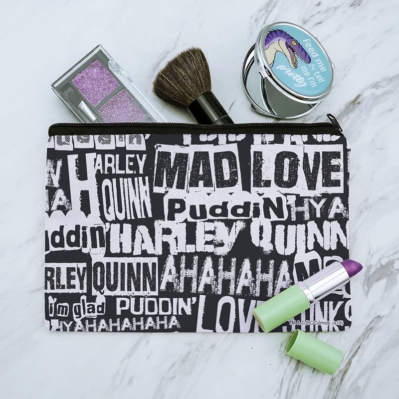 GRAPHICS & MORE Harley Quinn Ransom Pattern Makeup Cosmetic Bag