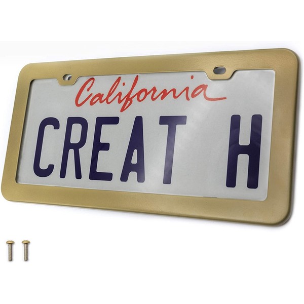 creathome 201 Stainless Steel License Plate Frames with Matt Gold