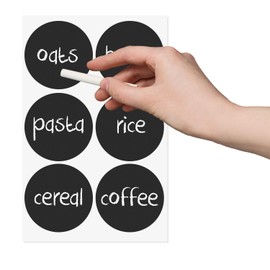 Assorted Black Vinyl Plastic Circle Stickers Erasable Removable Chalkboard Labels for Food Organizing, Jars, Price Tags, Yard Sales, Kitchenware Storage & Containers (5 Sheets) by Super Z Outlet