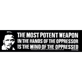 The Most Potent Weapon in The Hands of The Oppressor is The Mind of The Oppressed – Steve Biko Small Magnetic Car Sticker Magnet Decal for Magnetic Surfaces 6.5-by-1.75 Inches (Magnetic Backing)