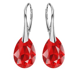 Earrings 925 Silver Hanging, Earrings Hanging with Crystals, Choose Jewellery for You, Bet on Silver Earrings in the Shape of a Pear, Silver, Crystal